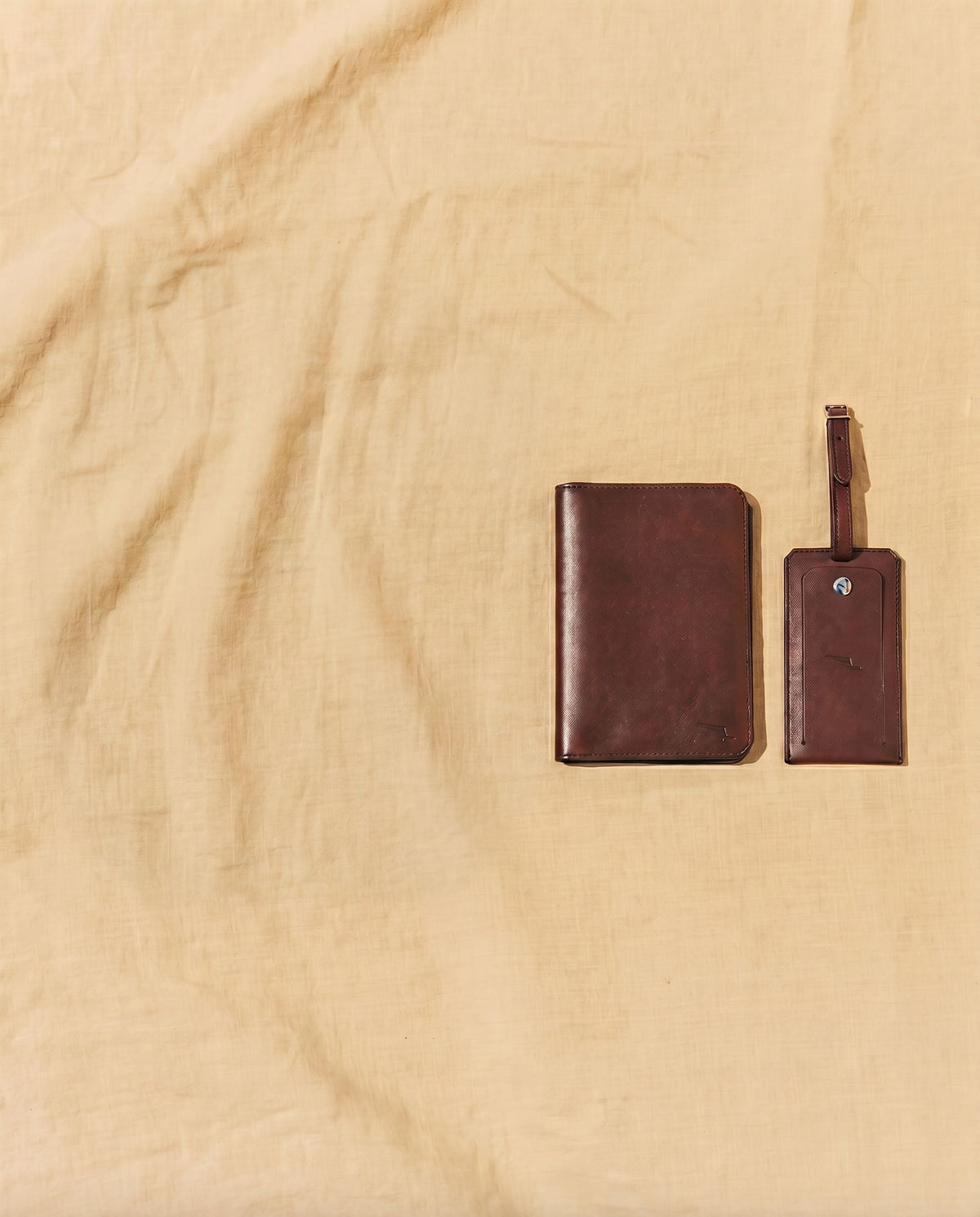 Leather Passport Holder & Bag Tag - Maple