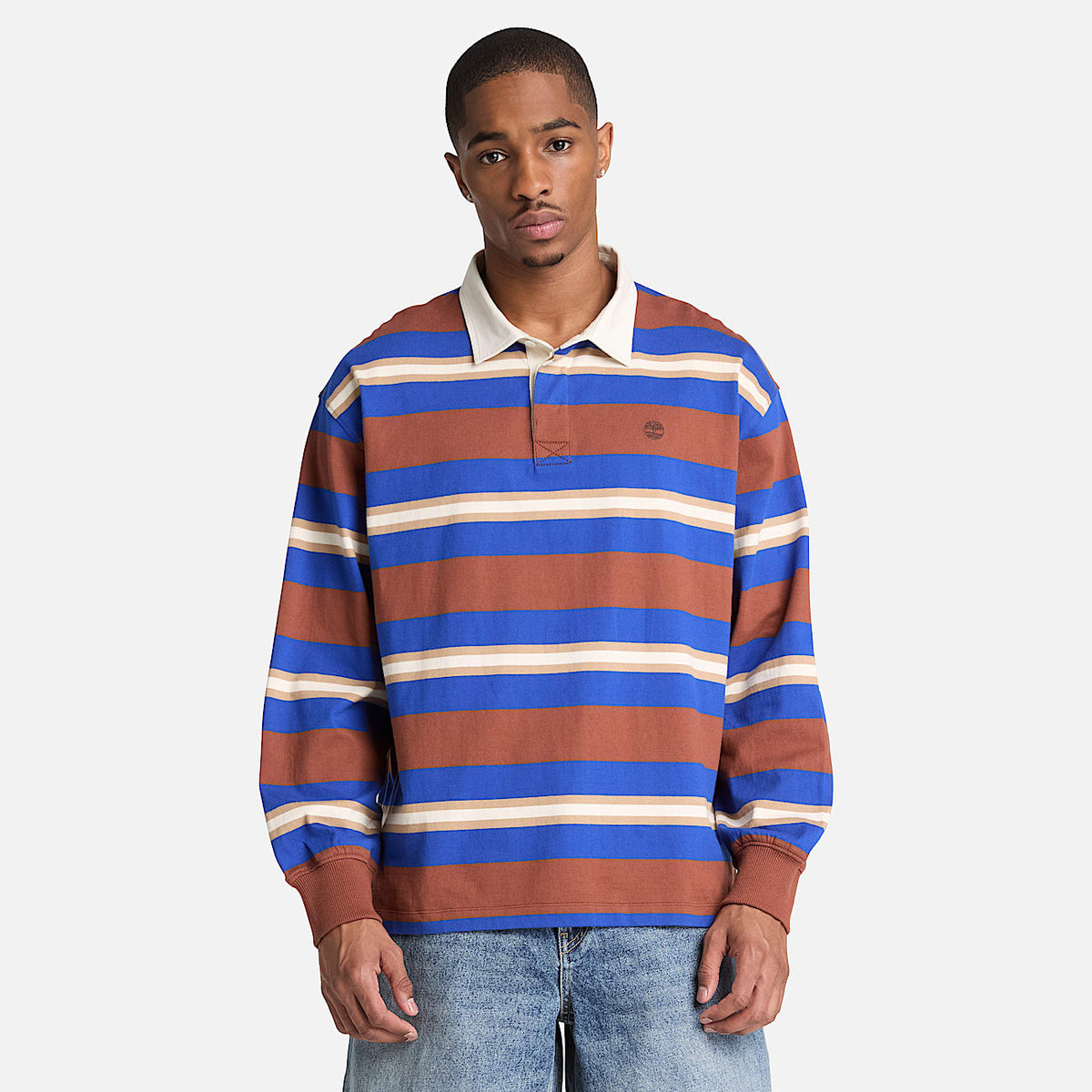 Mens LongSleeve Rugby Polo TBL Brown ALT1