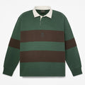 Mens Rugby Polo Sweatshirt TBL GreenBrown Stripe HERO