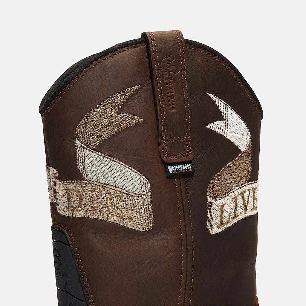 Mens True Grit Live Free or Die PullOn Soft Toe Waterproof Work Boot TBL Medium Brown FullGrain ALT7