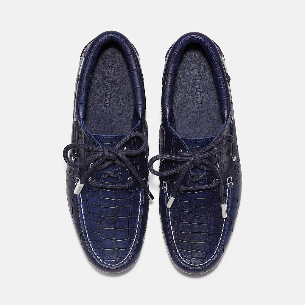x Jacquemus Authentic Boat Shoe TBL Navy Croc Embossed ALT2