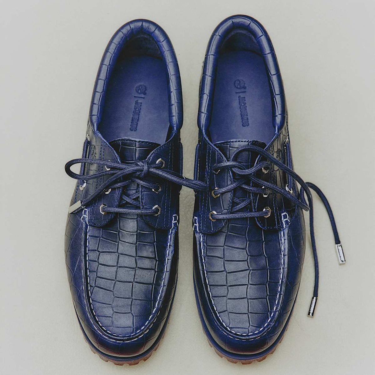 x Jacquemus Authentic Boat Shoe TBL Navy Croc Embossed ALTC