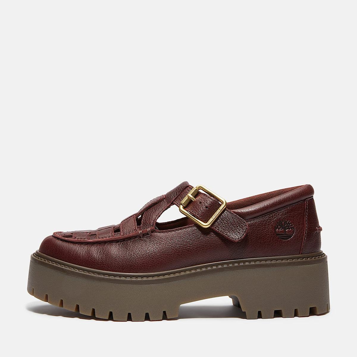 Womens Stone Street Platform Buckle Shoe TBL Burgundy FullGrain ALT8