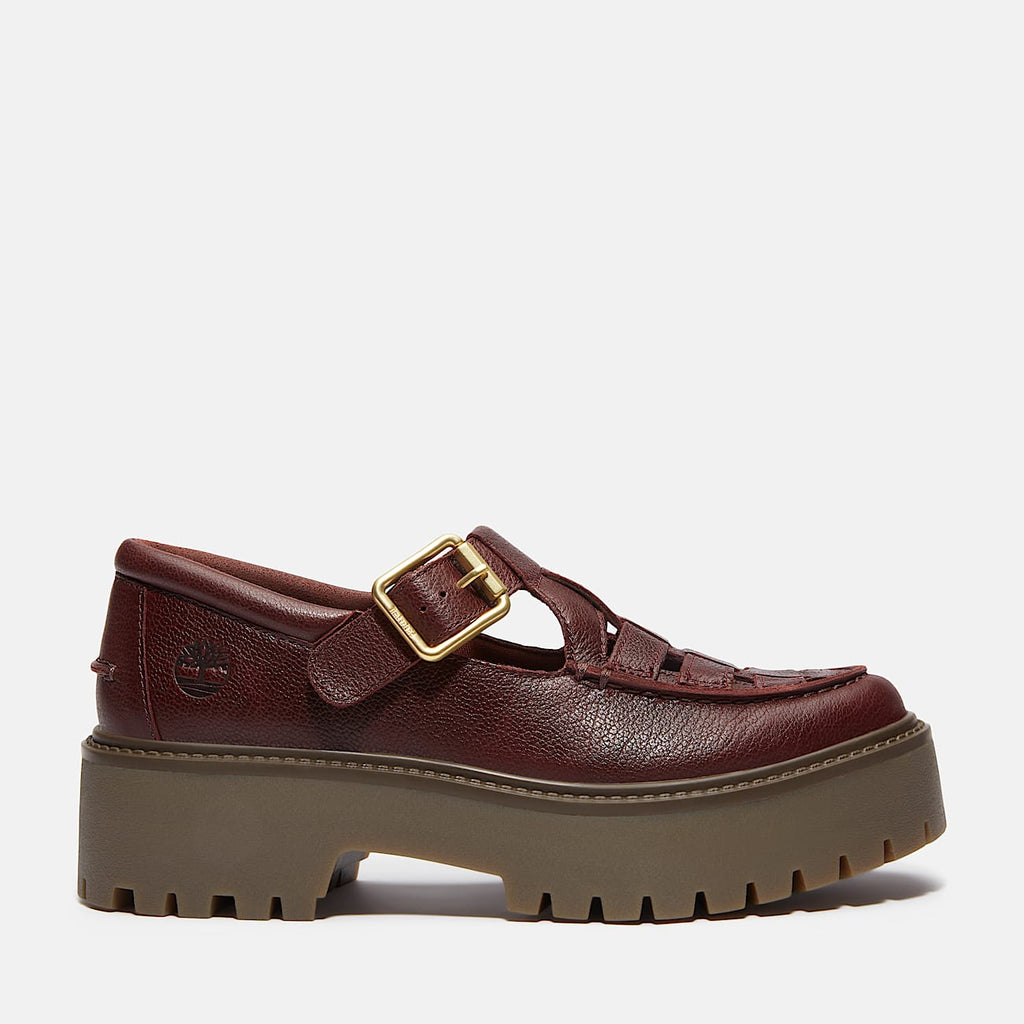 Womens Stone Street Platform Buckle Shoe TBL Burgundy FullGrain HERO