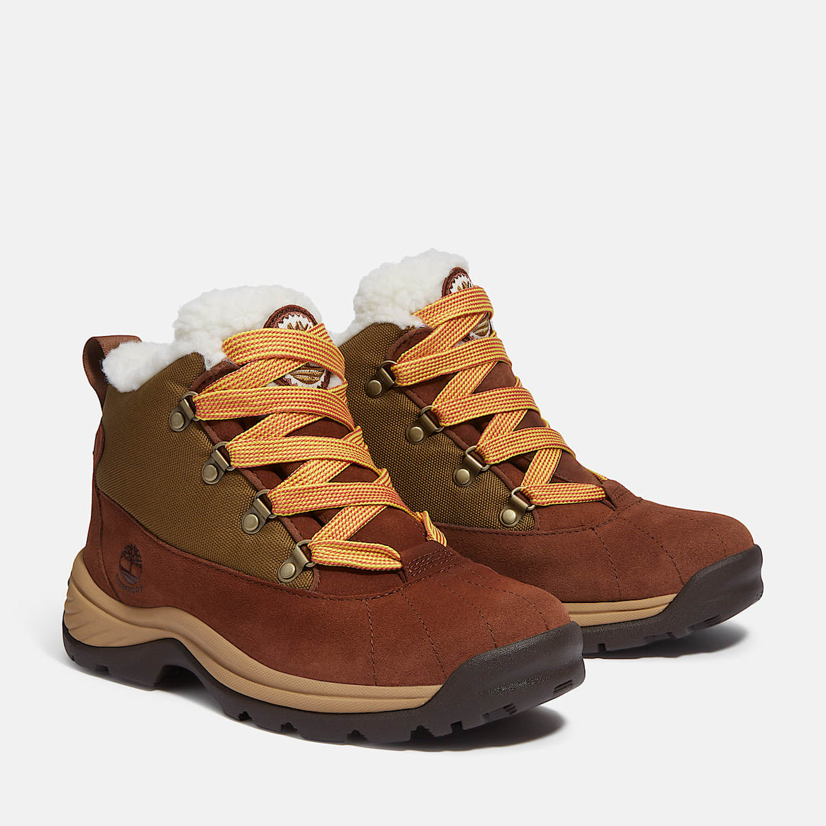 Womens White Ledge Waterproof Snow Boot TBL Brown SuedeGold ALT4